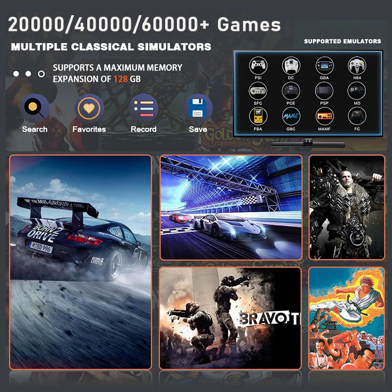 X2 Ultra Game Stick 256GB 60000+ Retro Games TV Handheld Game Console Wireless Gamepads Video Game HD Output for PS1 Nintendo