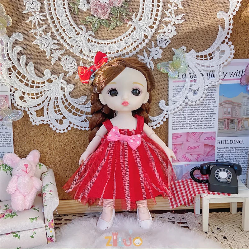 16cm Dolls for Girls Children's Toys 1/8 BJD Mini Dolls Kawaii with Clothes Birthday Xmas Gifts Princess Dress Up Toy