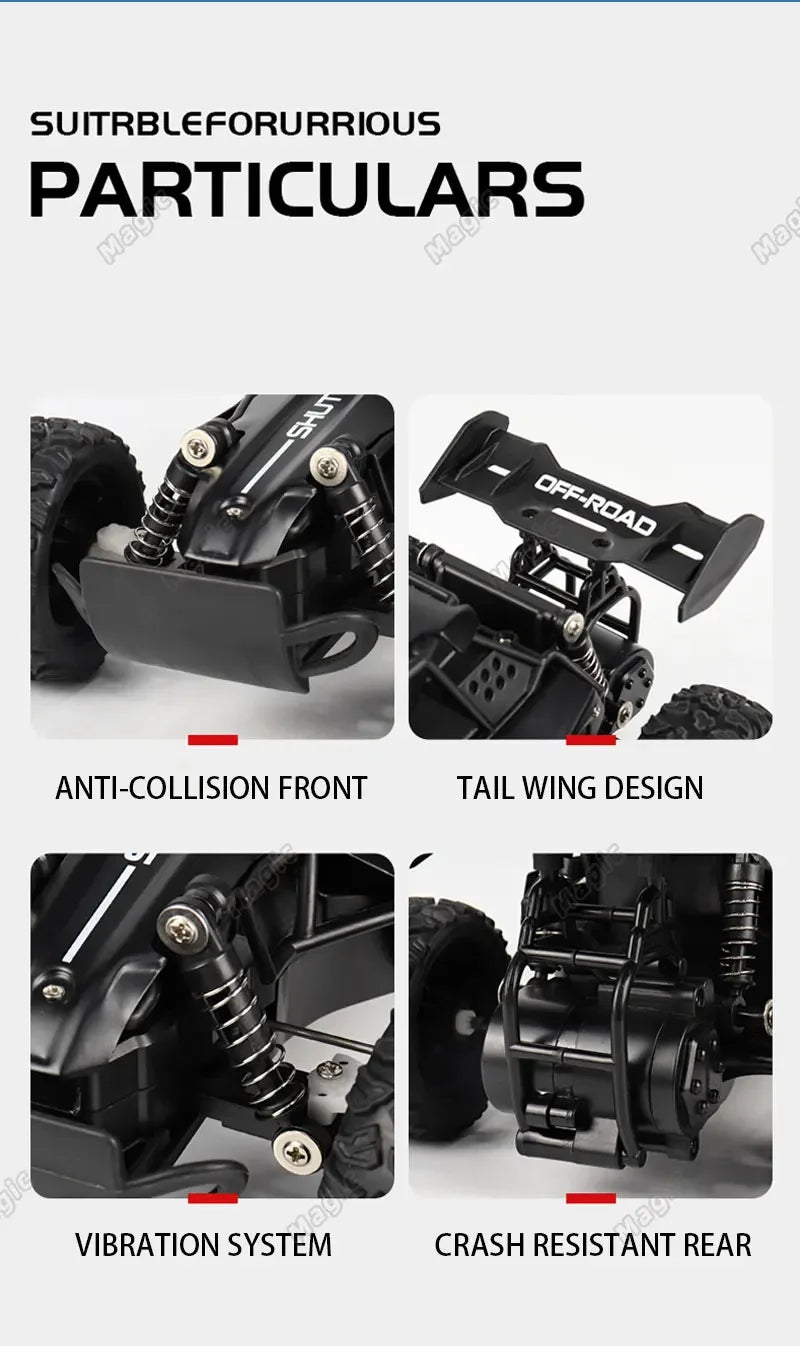 1:16 Scale 2WD All Terrain Fast RC Car 20KM/H High Speed Electric Off-Road Vehicle Outdoor Remote Control Truck for Kid Toy Gift