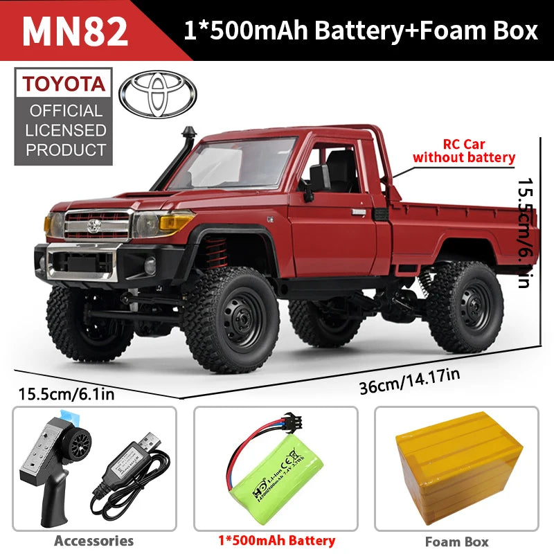 ZWN 1:12 Full Scale RC CAR MN82 Upgraded MN82 PRO Controllable Headlights 2.4G 4WD Off-Road Car Pick Up Truck Toy for Kids Gifts