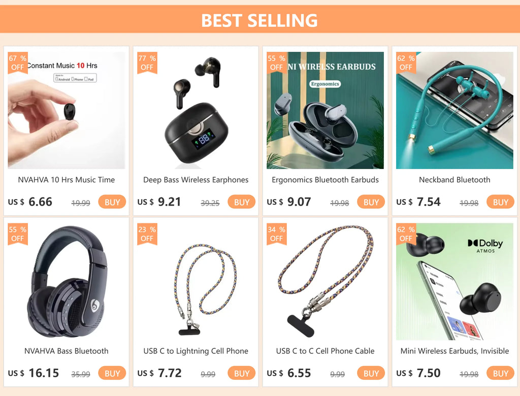 NVAHVA 10 Hrs Music Time Bluetooth Earbud Wireless Earphone Mini Headset For iPhone Xiao mi Android Cellphones TV PC Car Driving