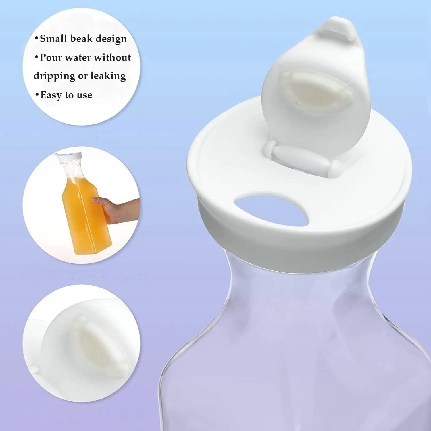 3pcs 1.5 L Plastic Water Carafe with Flip Top Lid, Square Base Juice Containers, Bar Supplies Pitcher for Drinks, Tea, Milk