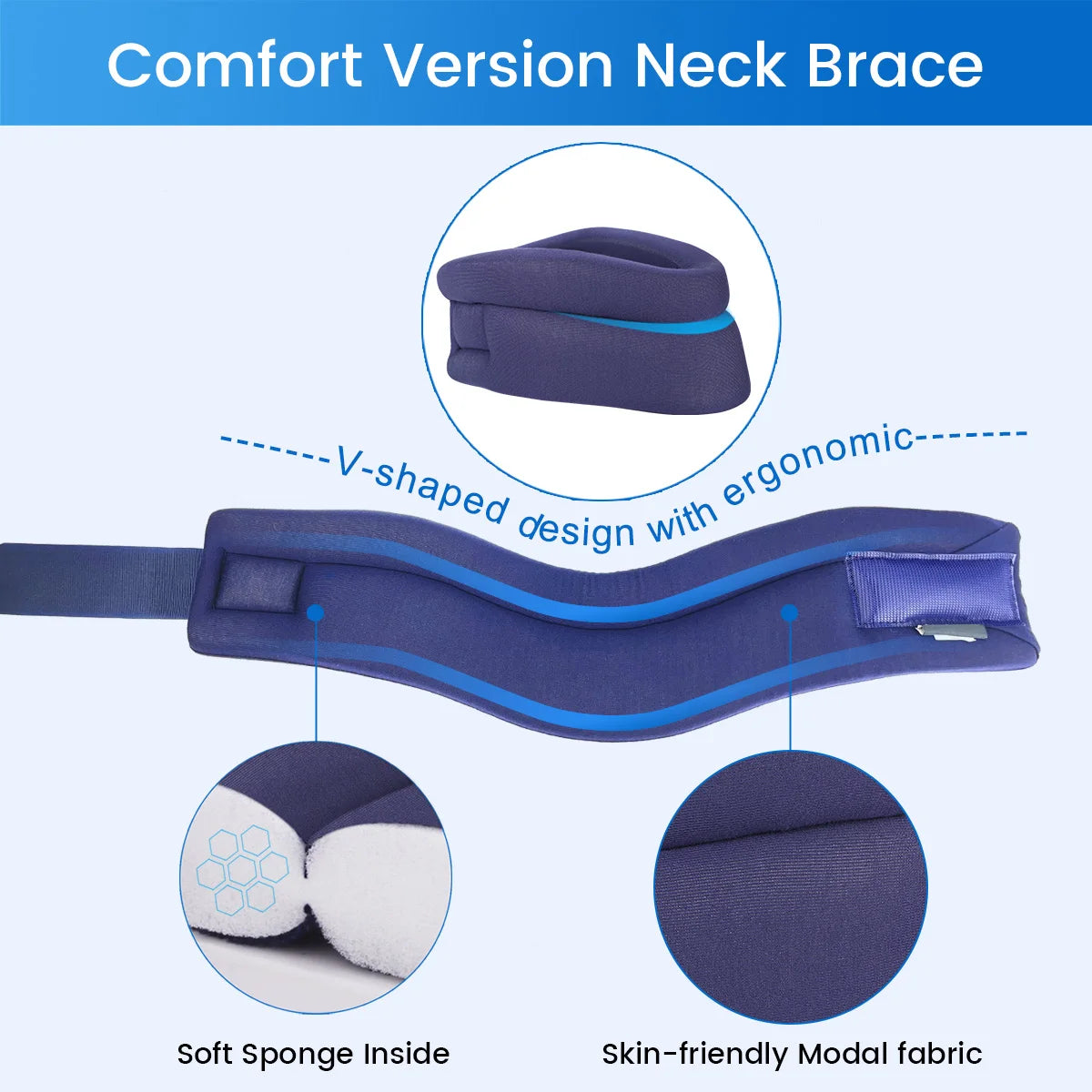VELPEAU Neck Brace for Pain Relief and Spine Pressure, Adjustable Foam Neck Support Collar for Snoozing and Sleep Apnea