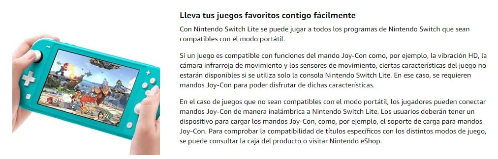Consolas Nintendo Switch Lite - 32GB Batería 3570mah 5.5'' Compact and lightweight Built-in controllers Compatible games