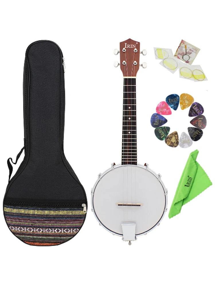 IRIN 4 String Banjo String Instrument Banjo Suitable Playing Jazz Irish Music Finger Picks with Package Accessories