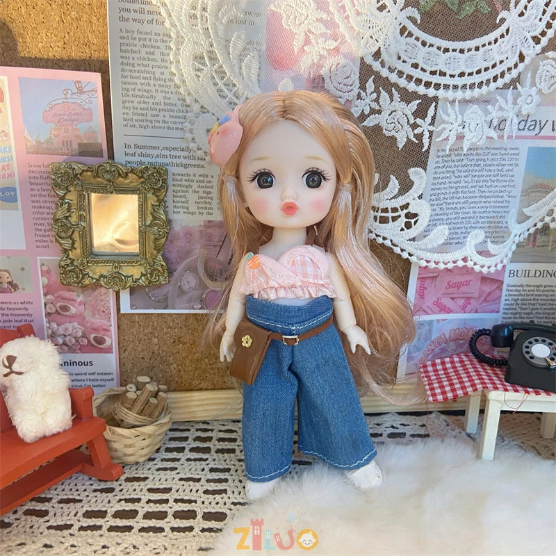 16cm Dolls for Girls Children's Toys 1/8 BJD Mini Dolls Kawaii with Clothes Birthday Xmas Gifts Princess Dress Up Toy