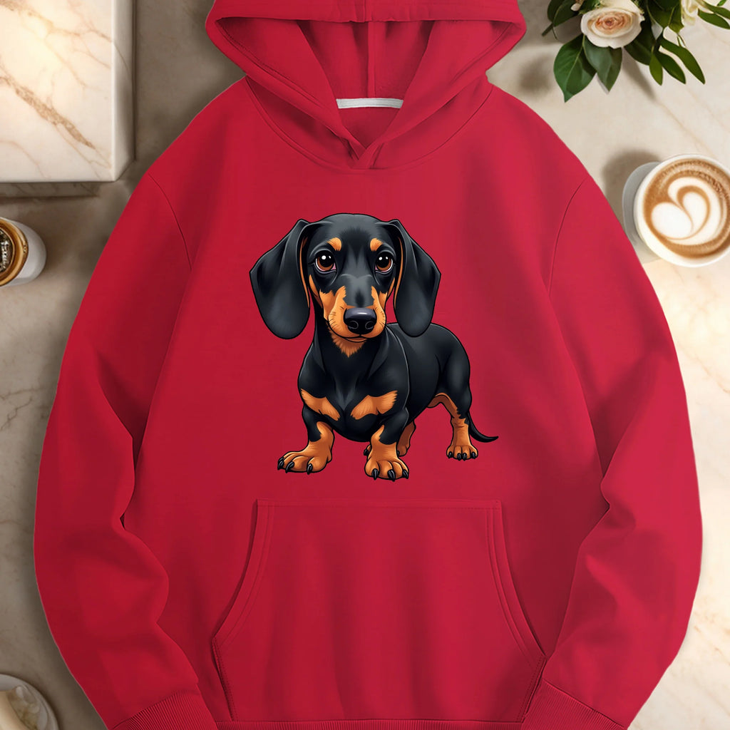 Realistic dachshund illustration  women's casual hoodies