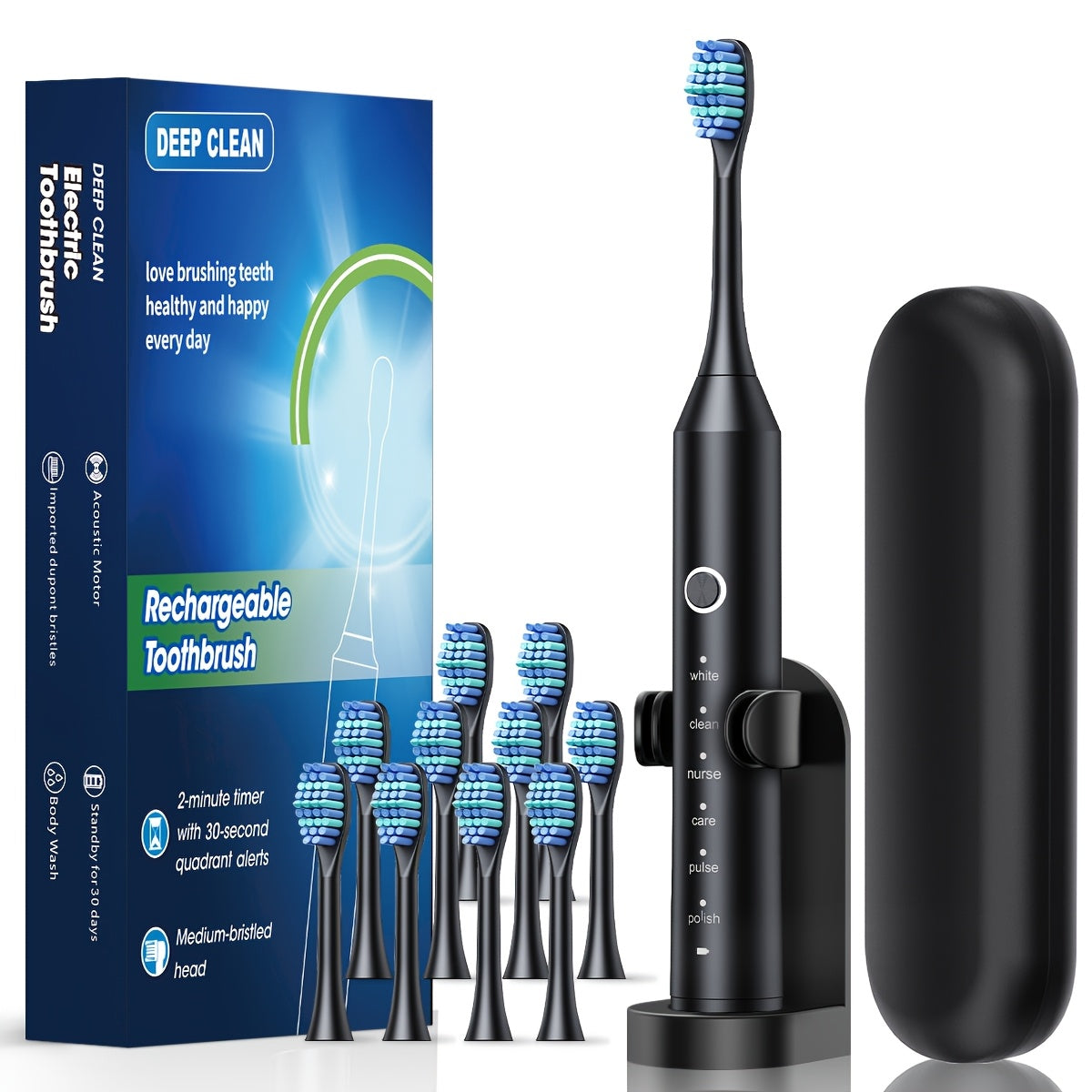 Smart Electric Toothbrush for Adults with 6 Vibration Modes (Cleaning, Whitening, Gum Care, Deep, Massage), USB-Powered Electric Dental Brush, Auto Cleaning, Timer, Charging Station - Ideal Gift for Oral Care, Toothbrush Elec