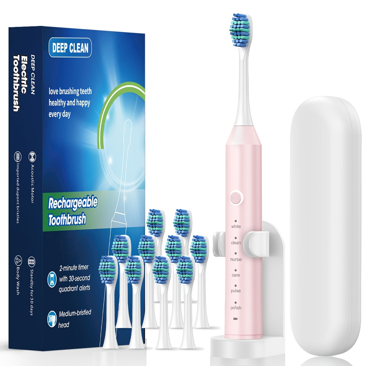 Smart Electric Toothbrush for Adults with 6 Vibration Modes (Cleaning, Whitening, Gum Care, Deep, Massage), USB-Powered Electric Dental Brush, Auto Cleaning, Timer, Charging Station - Ideal Gift for Oral Care, Toothbrush Elec